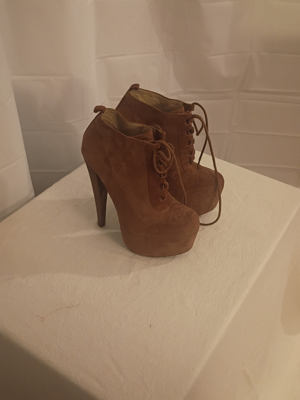 Aldo Brown Suede Lace-Up Platform Ankle Boots
